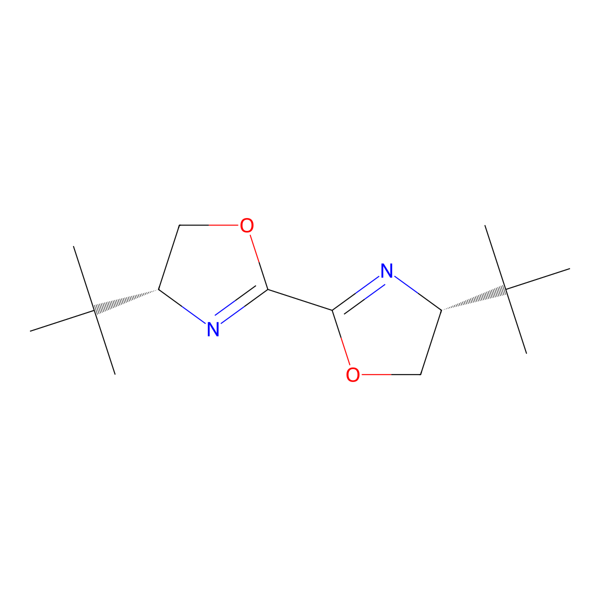 (4R,4'R)-4,4'-Di-tert-butyl-4,4',5,5'-tetrahydro-2,2'-bioxazole molecular structure, CAS 2780386-83-4