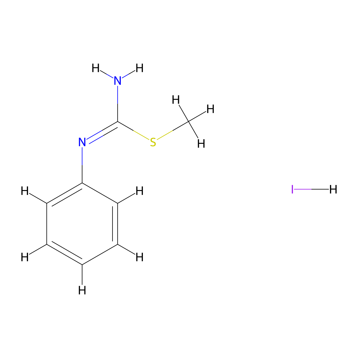 2-Methyl-1-phenylisothiourea hydroiodide molecular structure, CAS 27806-84-4