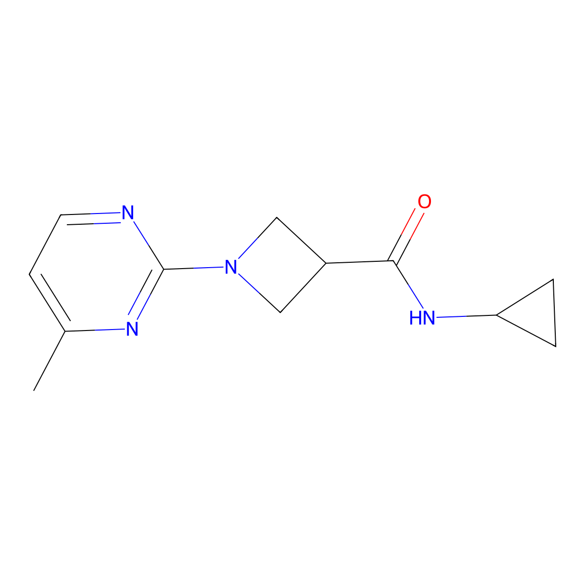 N-cyclopropyl-1-(4-methylpyrimidin-2-yl)azetidine-3-carboxamide molecular structure, CAS 2780619-80-7