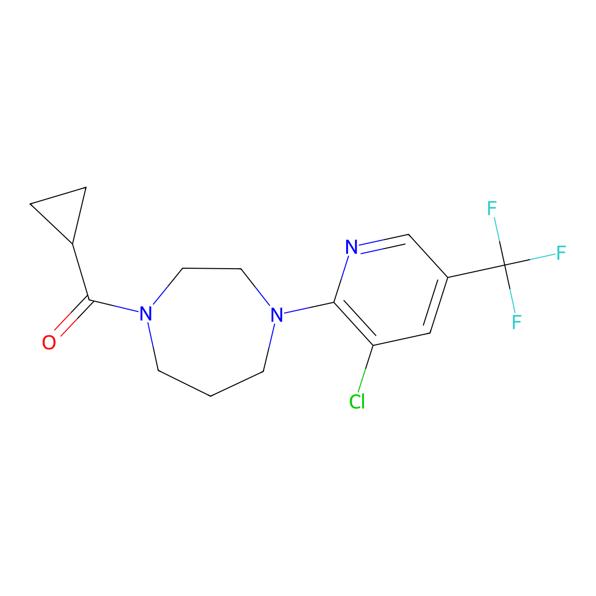 1-[3-Chloro-5-(trifluoromethyl)pyridin-2-yl]-4-cyclopropanecarbonyl-1,4-diazepane molecular structure, CAS 2780876-71-1