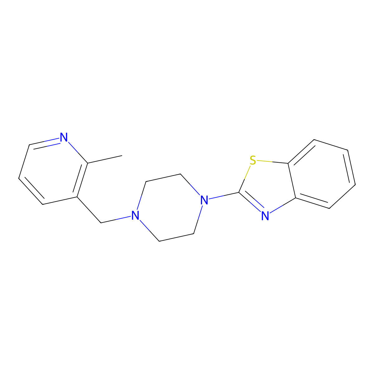 2-{4-[(2-Methylpyridin-3-yl)methyl]piperazin-1-yl}-1,3-benzothiazole molecular structure, CAS 2781062-58-4