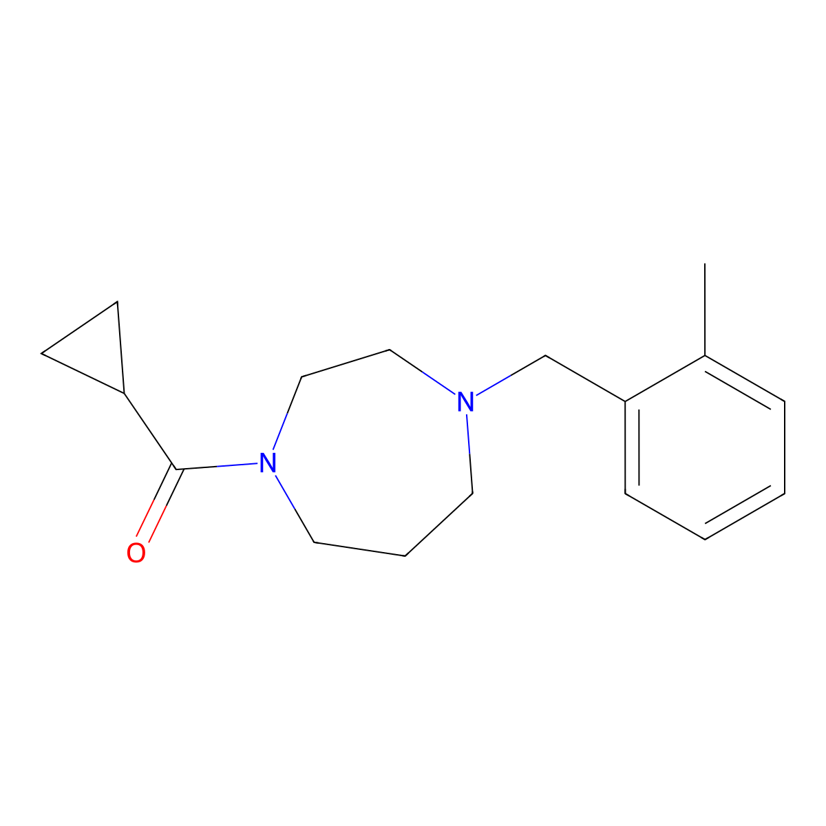 1-Cyclopropanecarbonyl-4-[(2-methylphenyl)methyl]-1,4-diazepane molecular structure, CAS 2781095-19-8