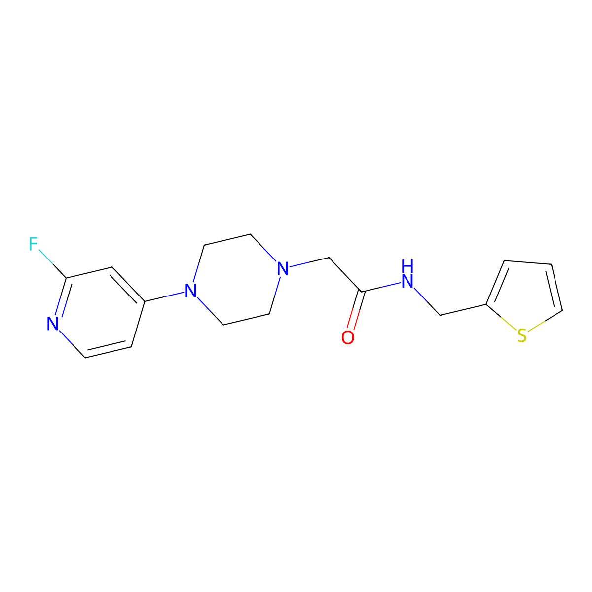 2-[4-(2-fluoropyridin-4-yl)piperazin-1-yl]-N-[(thiophen-2-yl)methyl]acetamide molecular structure, CAS 2781583-28-4