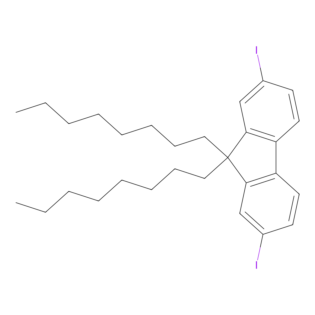 2,7-Diiodo-9,9-dioctyl-9H-fluorene molecular structure, CAS 278176-06-0