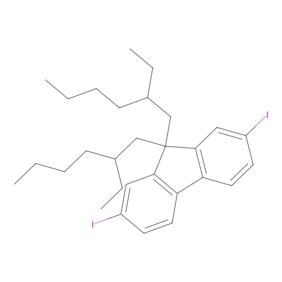 9,9-Bis(2-ethylhexyl)-2,7-diiodo-9H-fluorene molecular structure, CAS 278176-08-2