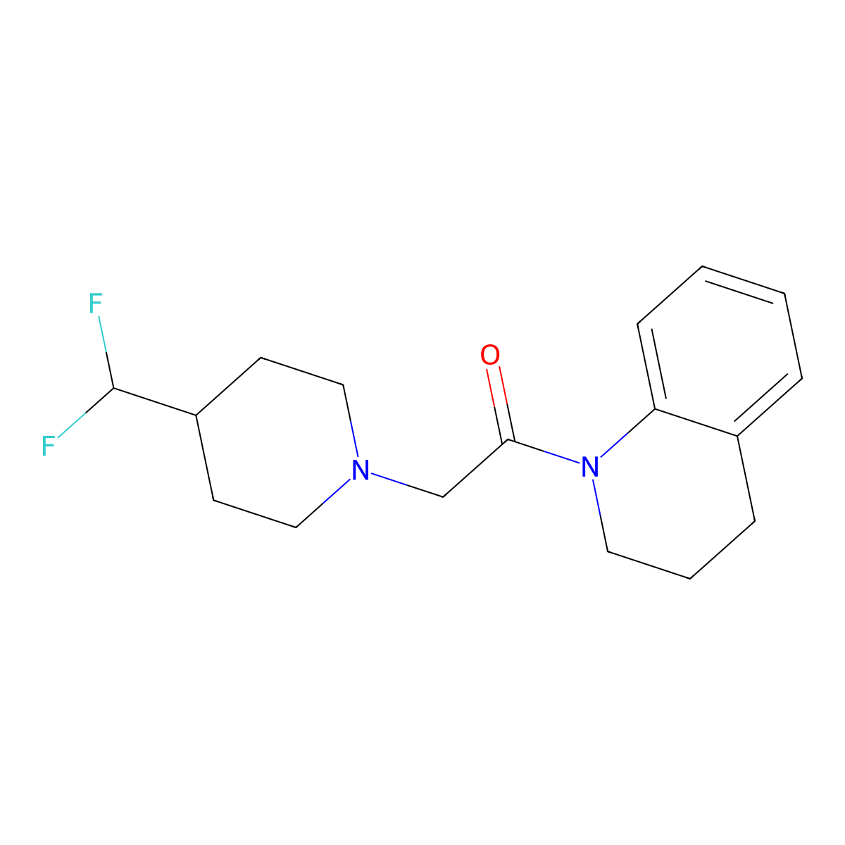 2-[4-(Difluoromethyl)piperidin-1-yl]-1-(1,2,3,4-tetrahydroquinolin-1-yl)ethan-1-one molecular structure, CAS 2781792-37-6