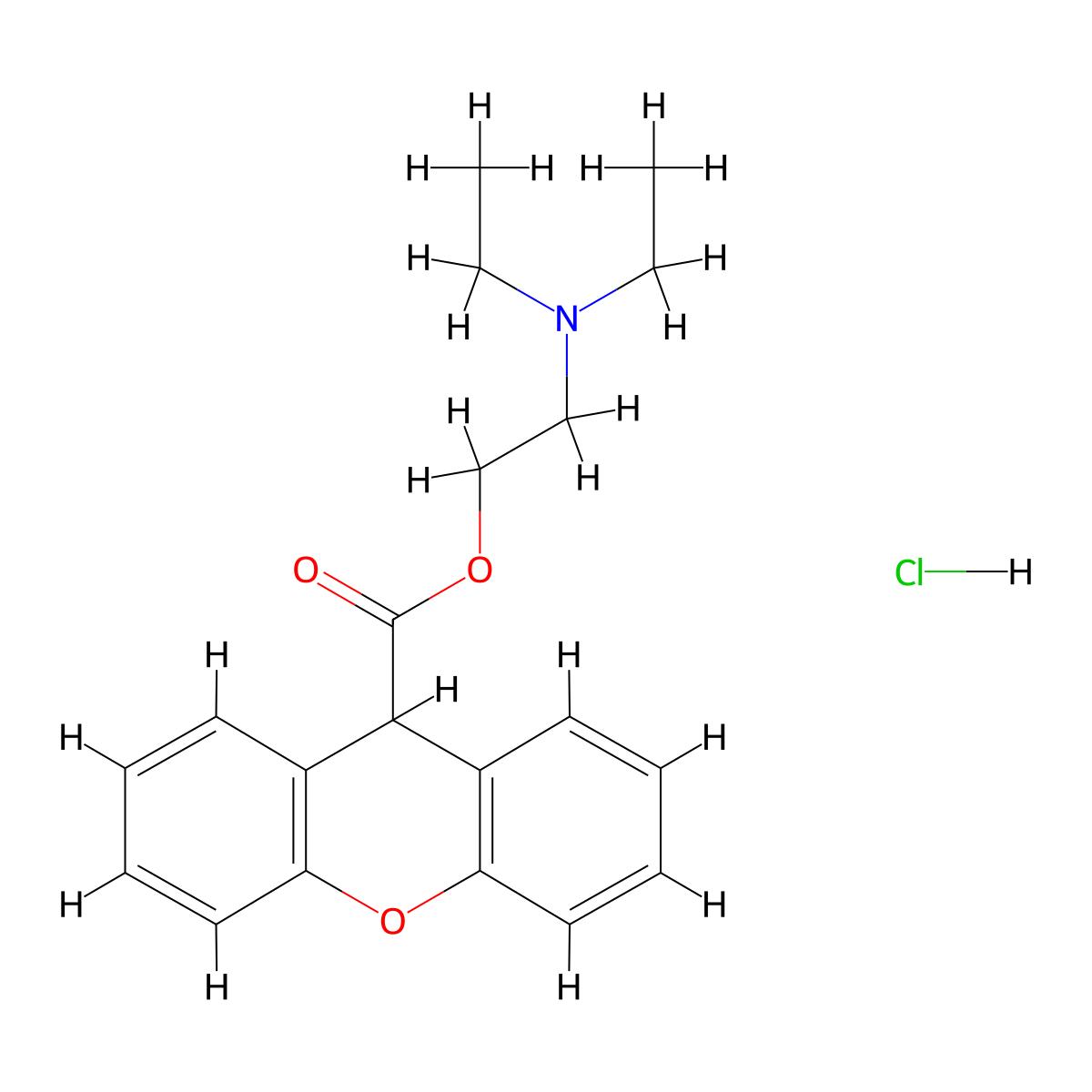 Xanthene-9-carboxylic acid, 2-(diethylamino)ethyl ester, hydrochloride molecular structure, CAS 27819-47-2