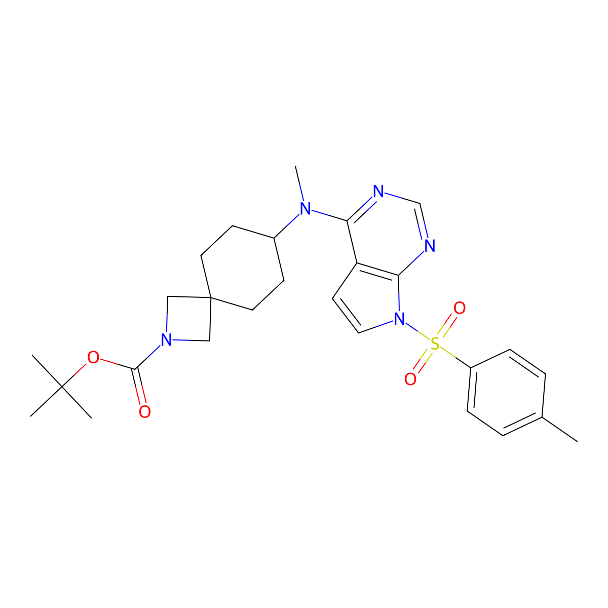 tert-butyl 7-(methyl(7-(4-methylbenzenesulfonyl)-7H-pyrrolo[2,3-d]pyrimidin-4-yl)amino)-2-azaspiro[3.5]nonane-2-carboxylate molecular structure, CAS 2781926-03-0