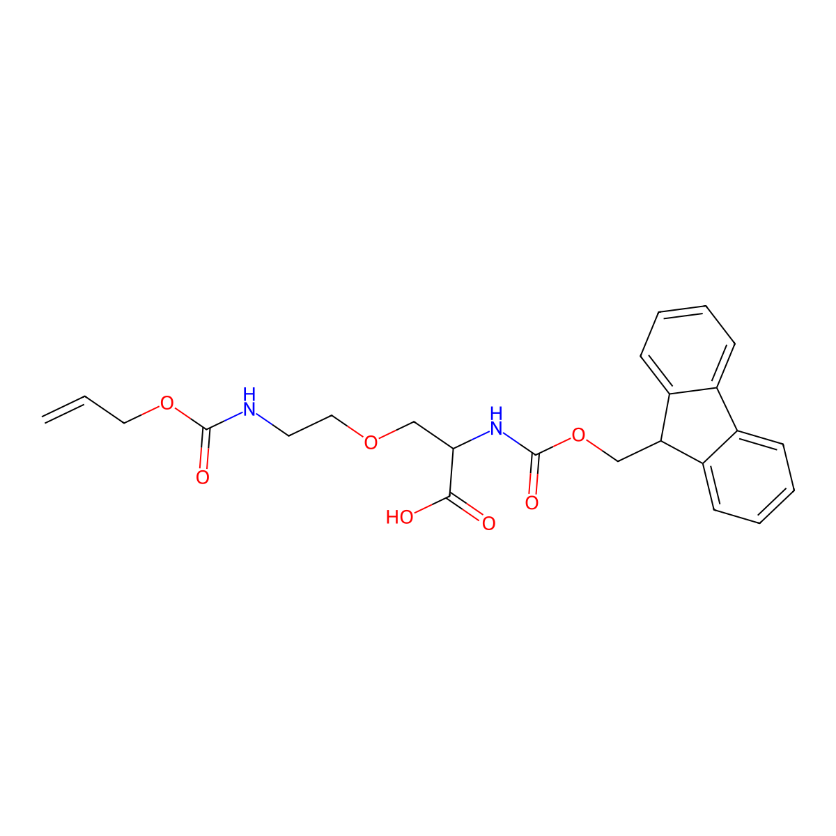 1-(9H-Fluoren-9-ylmethyl) (3S)-3-carboxy-9-oxo-5,10-dioxa-2,8-diazatridec-12-enoate molecular structure, CAS 2782028-47-9