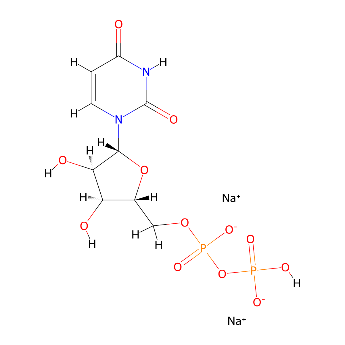 Disodium uridine 5'-diphosphate molecular structure, CAS 27821-45-0