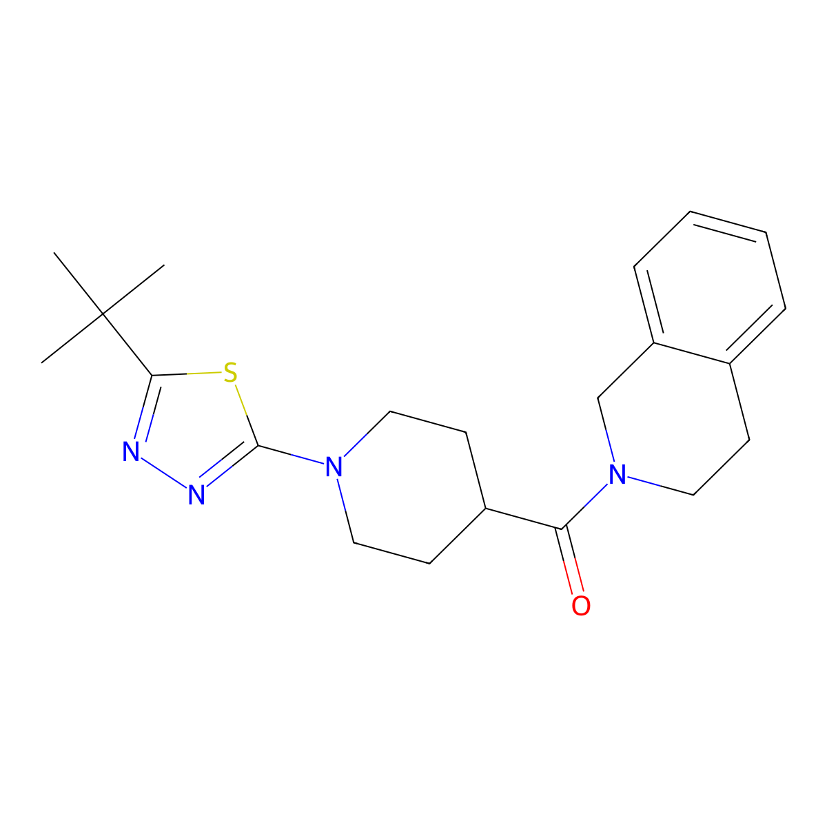 2-[1-(5-Tert-butyl-1,3,4-thiadiazol-2-yl)piperidine-4-carbonyl]-1,2,3,4-tetrahydroisoquinoline molecular structure, CAS 2782229-51-8