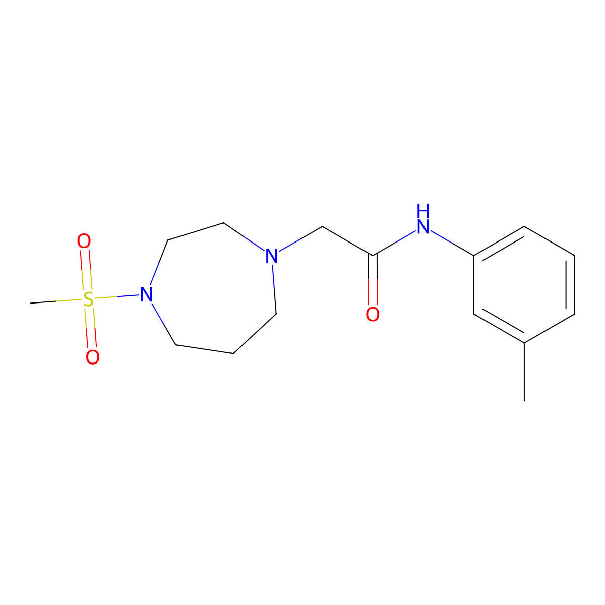 2-(4-methanesulfonyl-1,4-diazepan-1-yl)-N-(3-methylphenyl)acetamide molecular structure, CAS 2782422-08-4