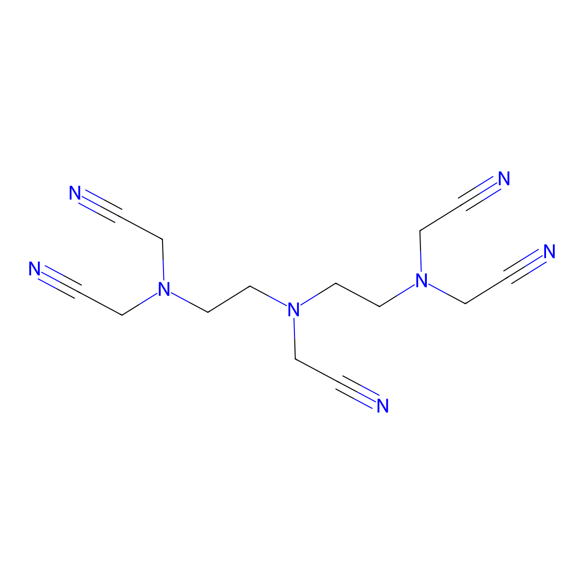 Acetonitrile, 2,2',2'',2'''-(((cyanomethyl)imino)bis(2,1-ethanediylnitrilo))tetrakis- molecular structure, CAS 27825-74-7