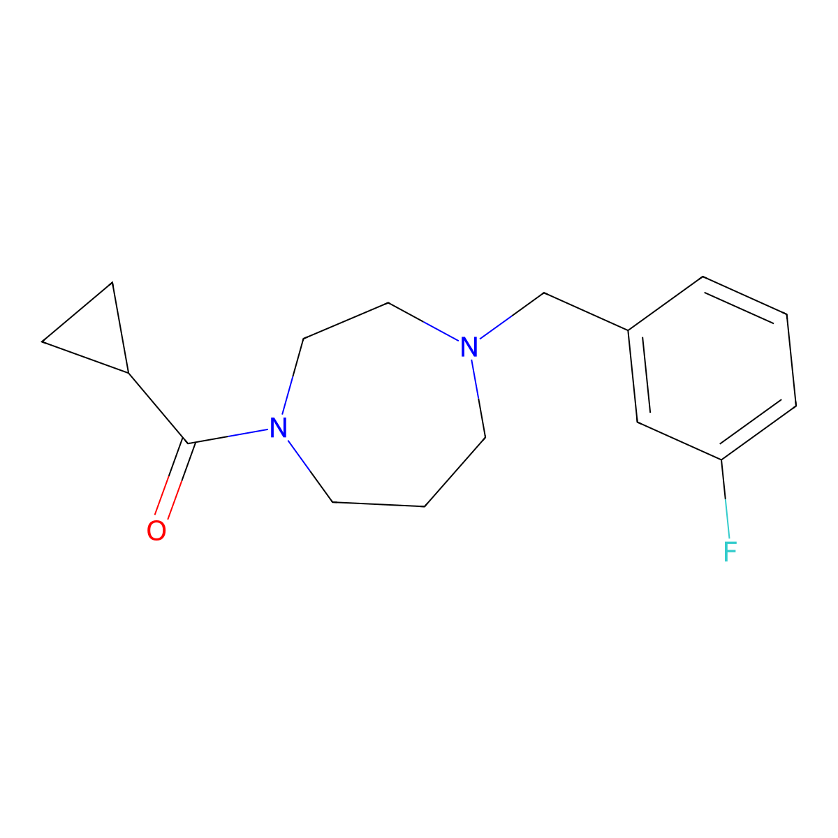1-Cyclopropanecarbonyl-4-[(3-fluorophenyl)methyl]-1,4-diazepane molecular structure, CAS 2782508-59-0