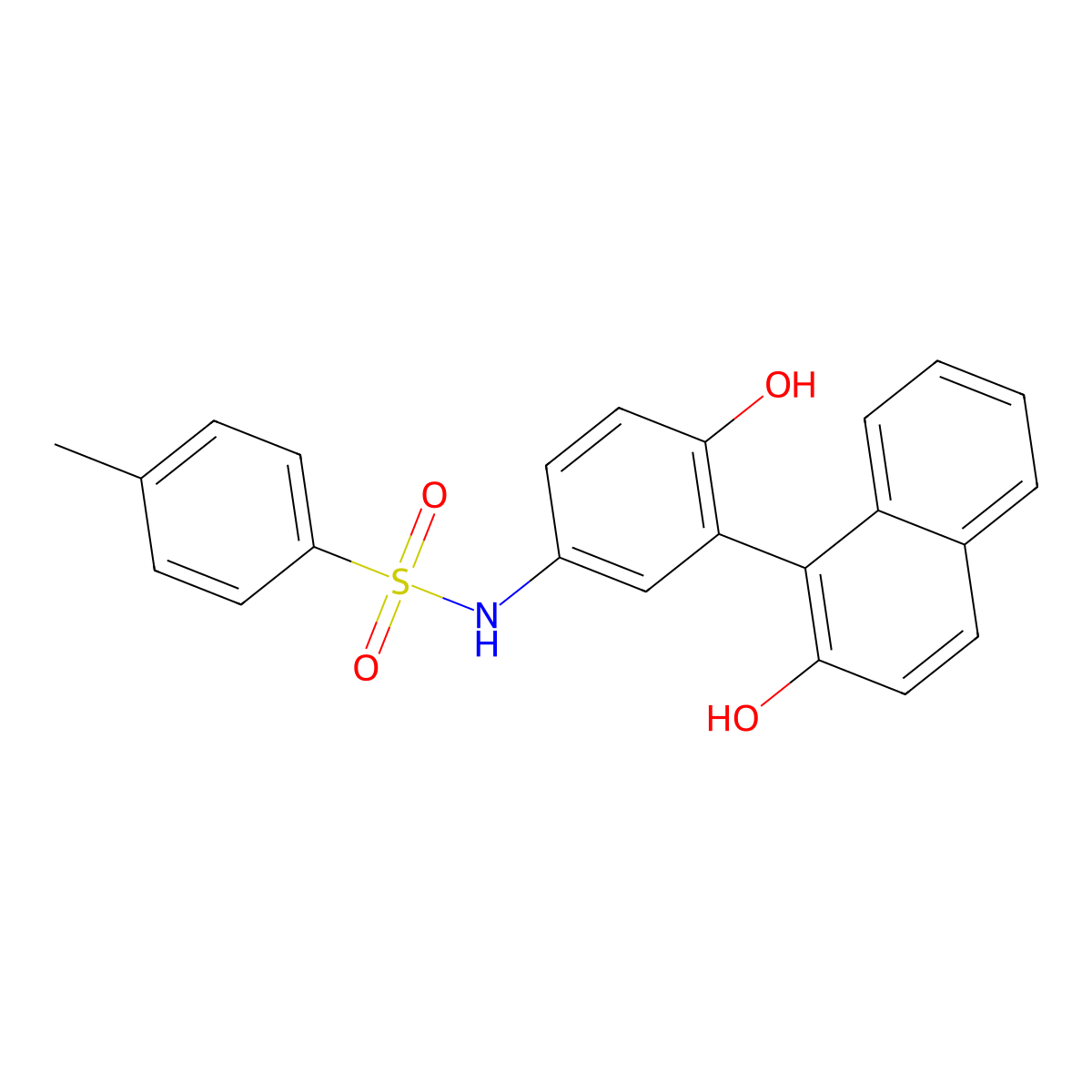 N-(4-hydroxy-3-(2-hydroxynaphthalen-1-yl)phenyl)-4-methylbenzenesulfonamide molecular structure, CAS 27827-34-5