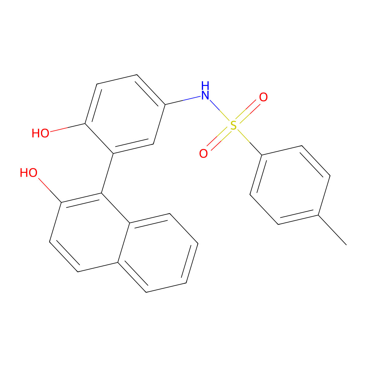 N-(4-hydroxy-3-(2-hydroxynaphthalen-1-yl)phenyl)-4-methylbenzenesulfonamide molecular structure, CAS 27827-34-5