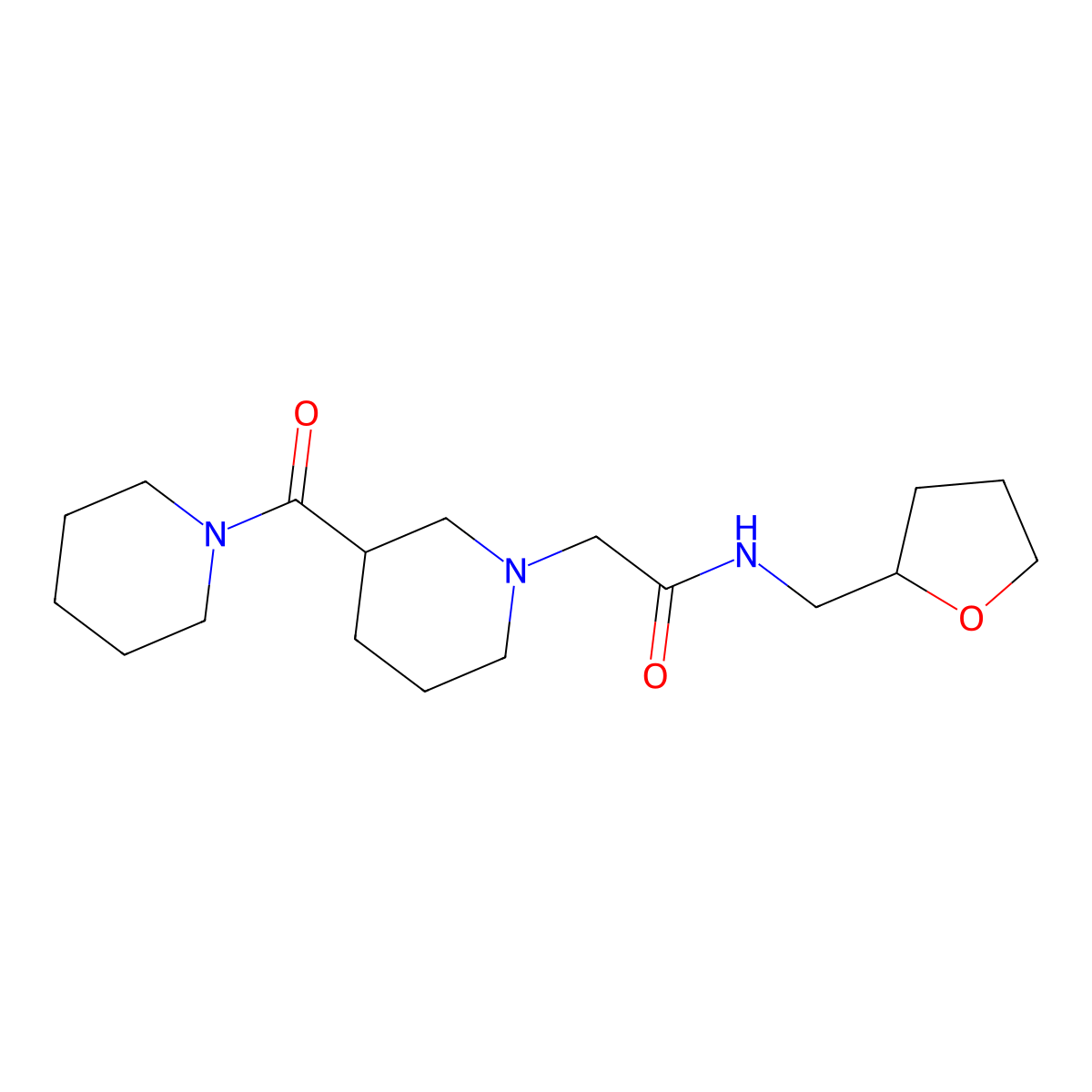 N-[(oxolan-2-yl)methyl]-2-[3-(piperidine-1-carbonyl)piperidin-1-yl]acetamide molecular structure, CAS 2782772-96-5