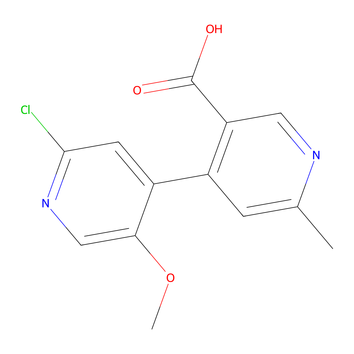 2'-Chloro-5'-methoxy-6-methyl-[4,4'-bipyridine]-3-carboxylic Acid molecular structure, CAS 2782812-46-6