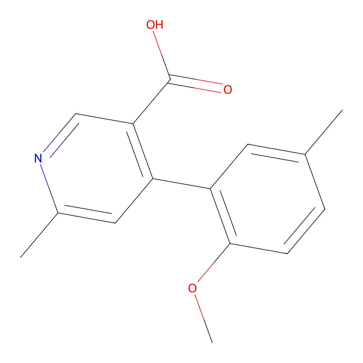 4-(2-Methoxy-5-methylphenyl)-6-methyl-3-pyridinecarboxylic acid molecular structure, CAS 2782813-35-6