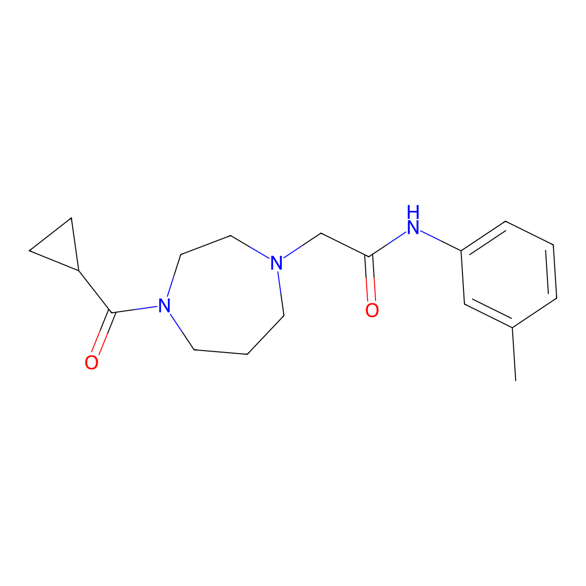 2-(4-cyclopropanecarbonyl-1,4-diazepan-1-yl)-N-(3-methylphenyl)acetamide molecular structure, CAS 2782910-17-0
