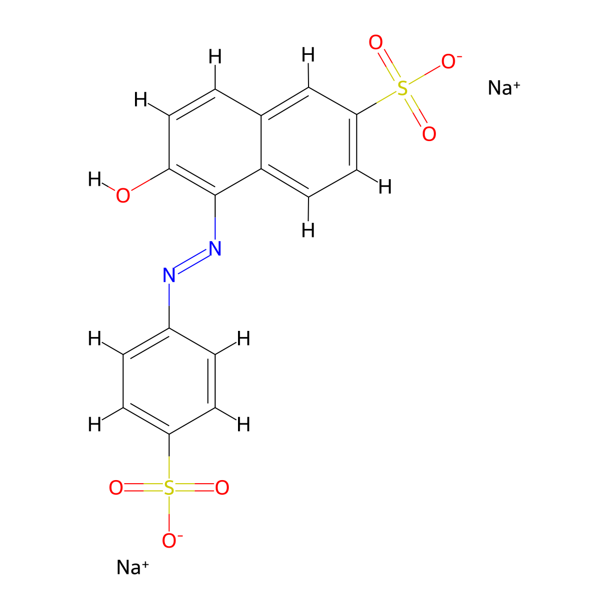 FD&C yellow 6 molecular structure, CAS 2783-94-0