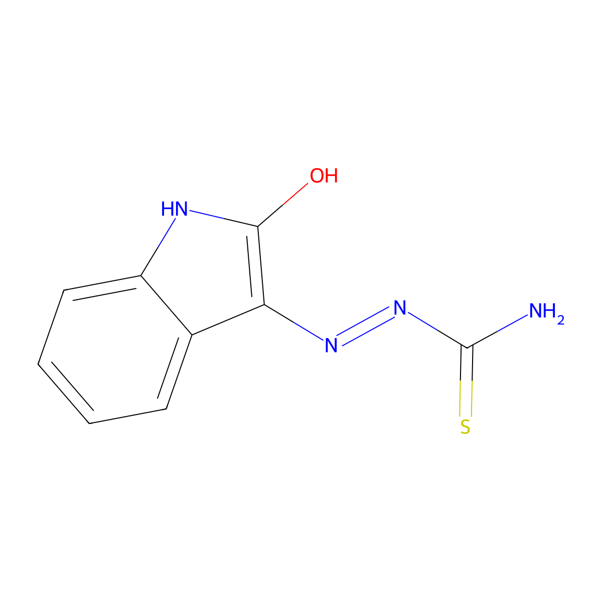 Hydrazinecarbothioamide, 2-(1,2-dihydro-2-oxo-3H-indol-3-ylidene)- molecular structure, CAS 27830-79-1