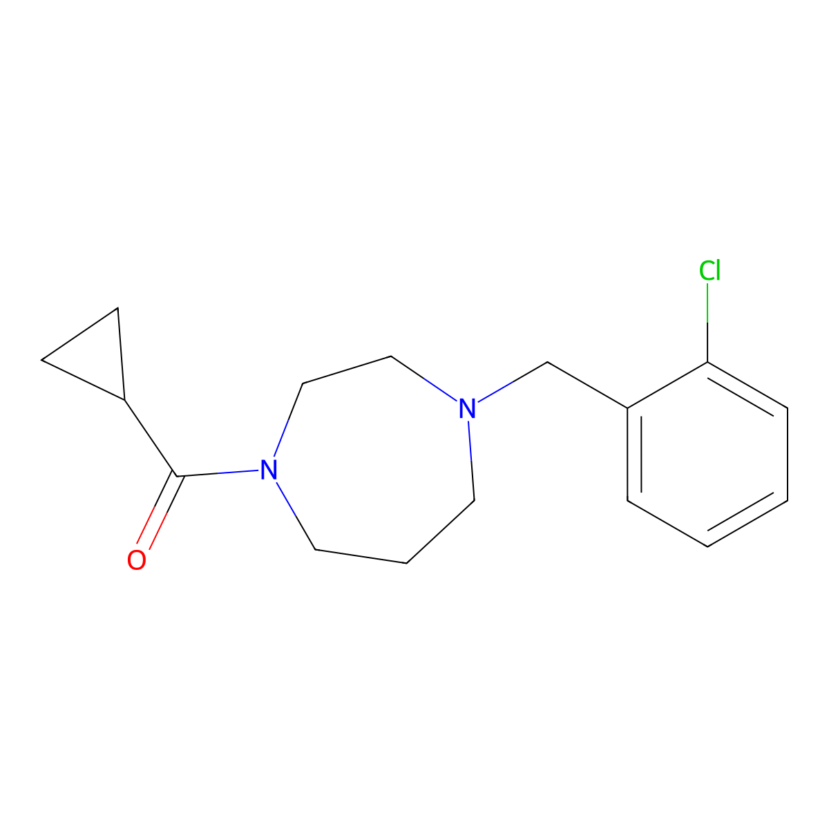 1-[(2-Chlorophenyl)methyl]-4-cyclopropanecarbonyl-1,4-diazepane molecular structure, CAS 2783045-50-9