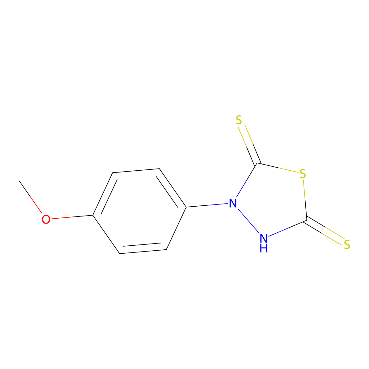 3-(4-methoxyphenyl)-5-sulfanyl-1,3,4-thiadiazole-2(3H)-thione molecular structure, CAS 27831-56-7