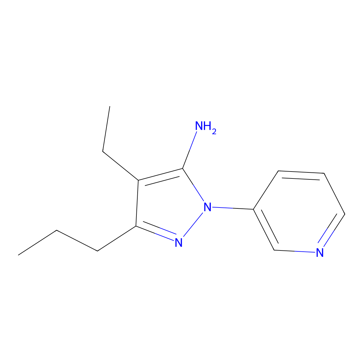 4-Ethyl-3-propyl-1-(pyridin-3-yl)-1H-pyrazol-5-amine molecular structure, CAS 27834-98-6