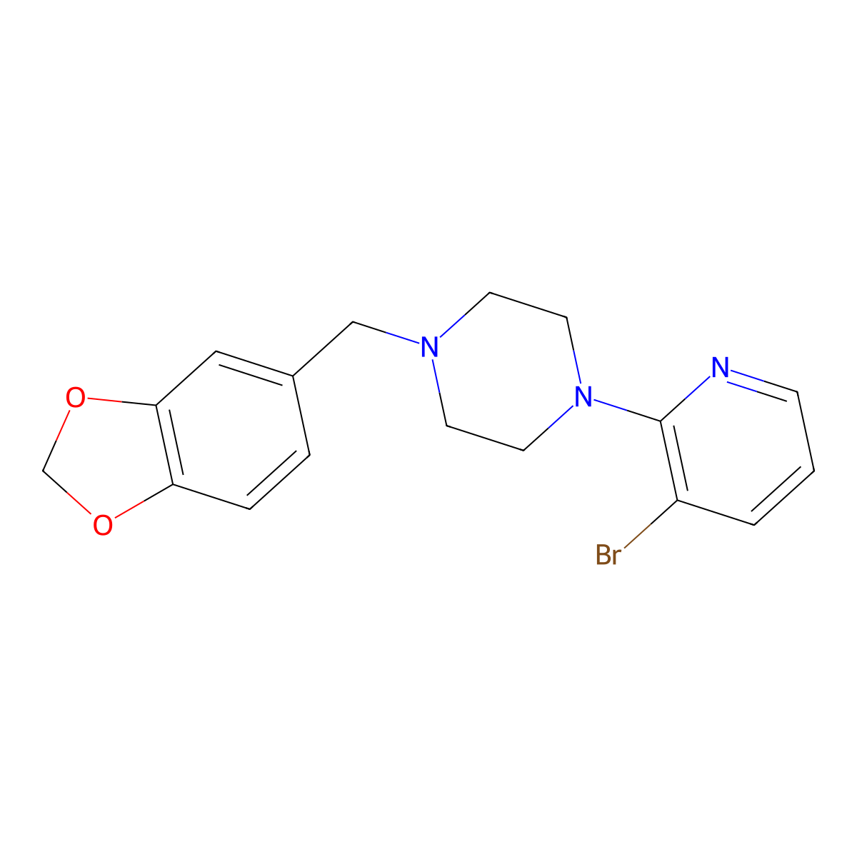 1-[(2H-1,3-benzodioxol-5-yl)methyl]-4-(3-bromopyridin-2-yl)piperazine molecular structure, CAS 2783413-96-5