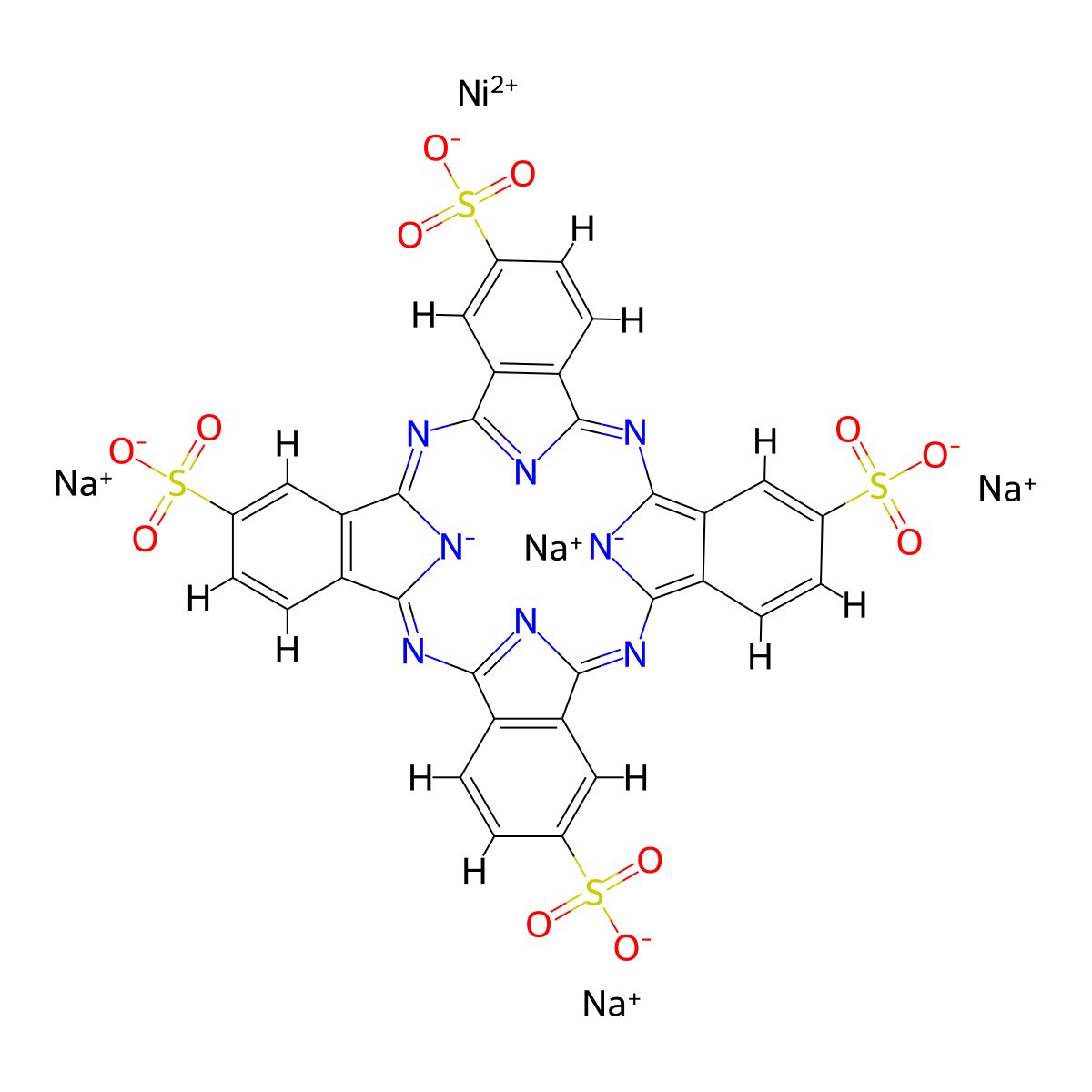Nickel(II) phthalocyanine-tetrasulfonic acid tetrasodium salt molecular structure, CAS 27835-99-0