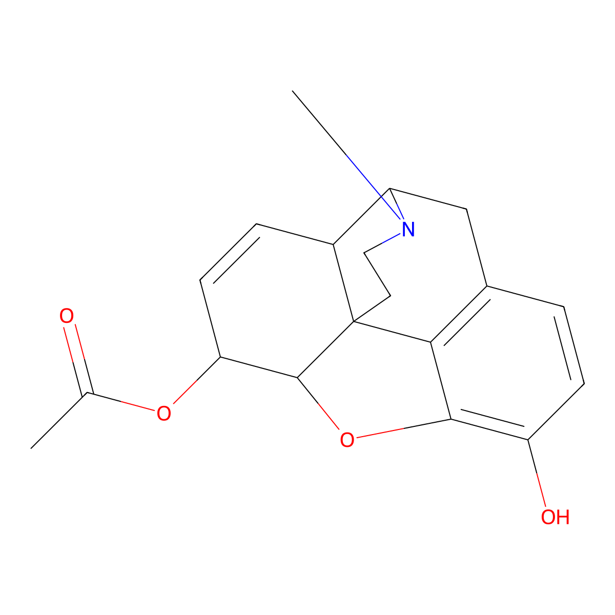 6-Acetylmorphine molecular structure, CAS 2784-73-8
