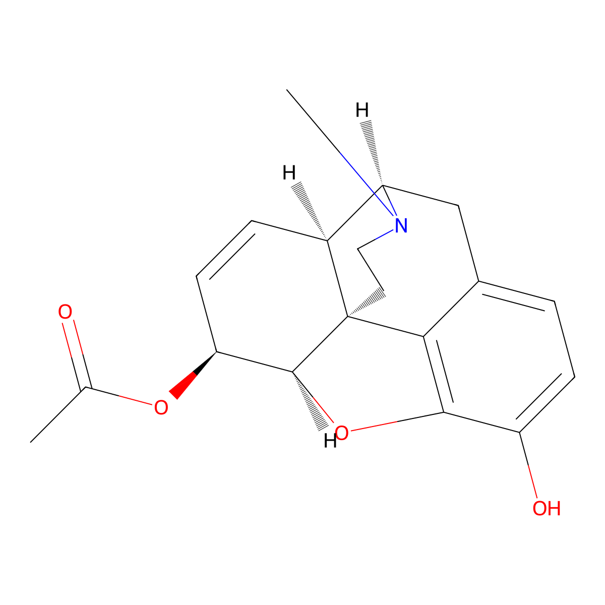 6-Acetylmorphine molecular structure, CAS 2784-73-8