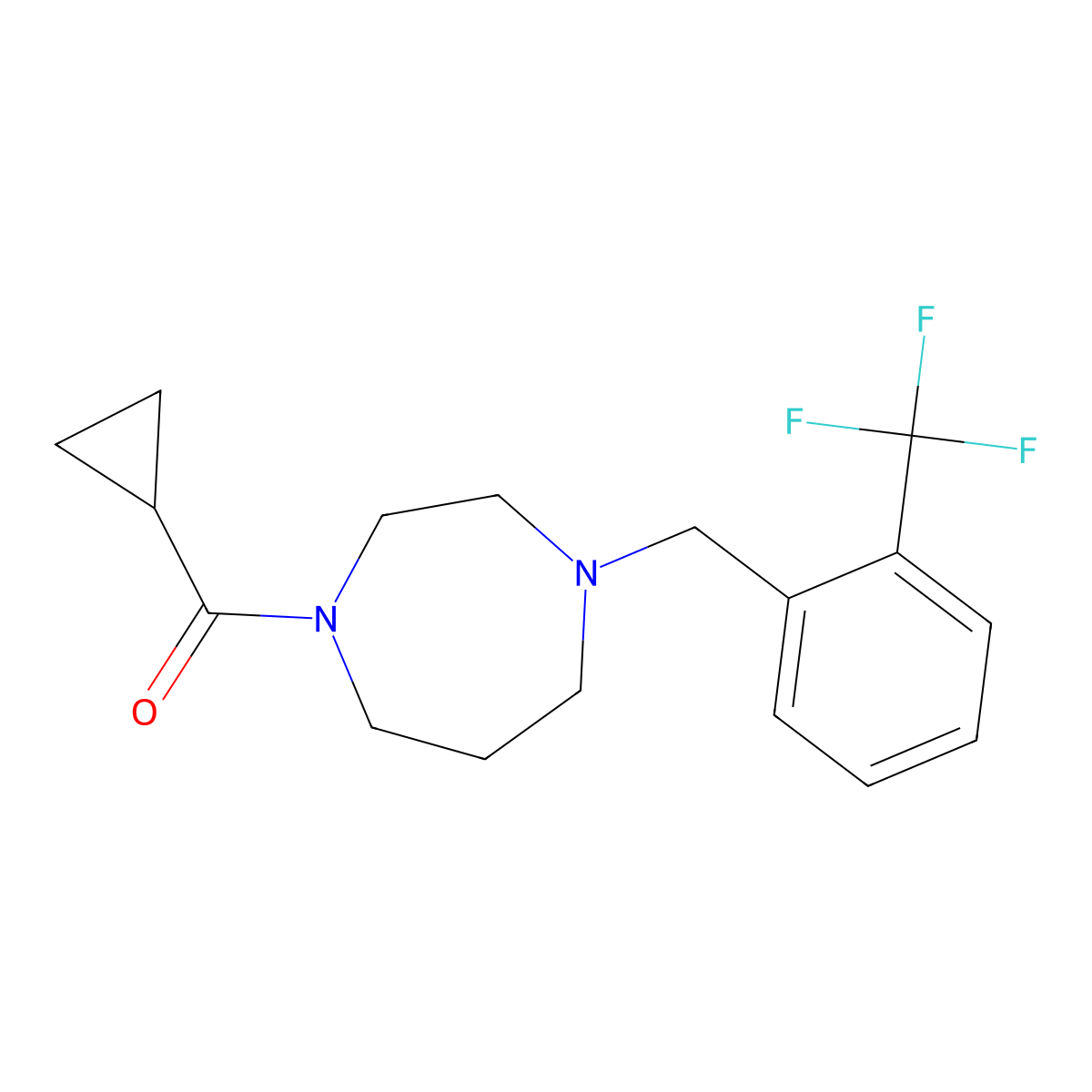 1-Cyclopropanecarbonyl-4-{[2-(trifluoromethyl)phenyl]methyl}-1,4-diazepane molecular structure, CAS 2784165-87-1