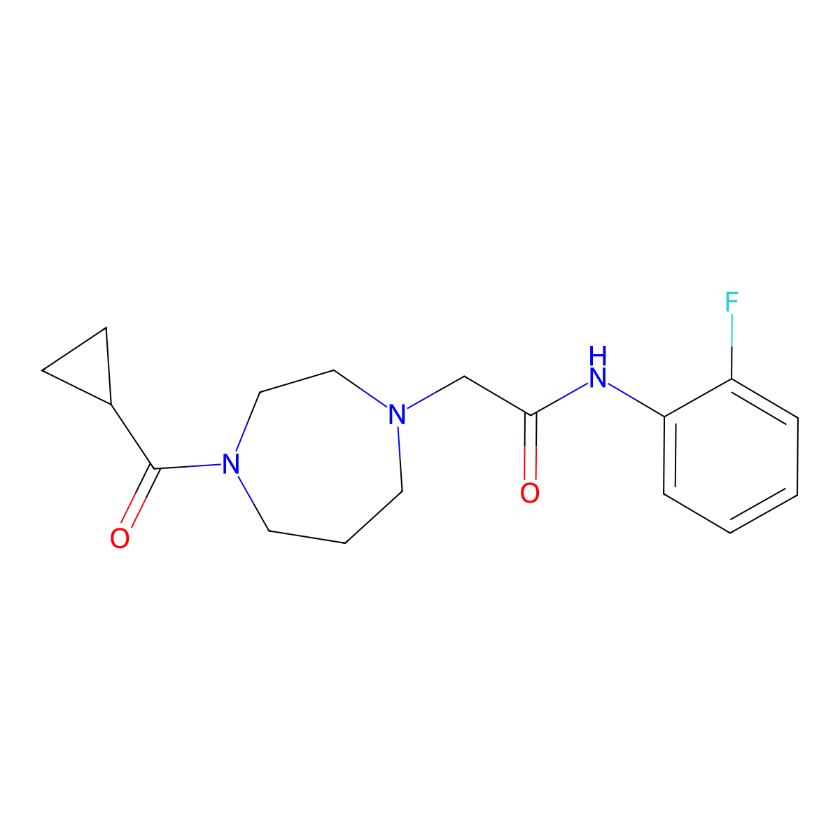 2-(4-cyclopropanecarbonyl-1,4-diazepan-1-yl)-N-(2-fluorophenyl)acetamide molecular structure, CAS 2784182-52-9