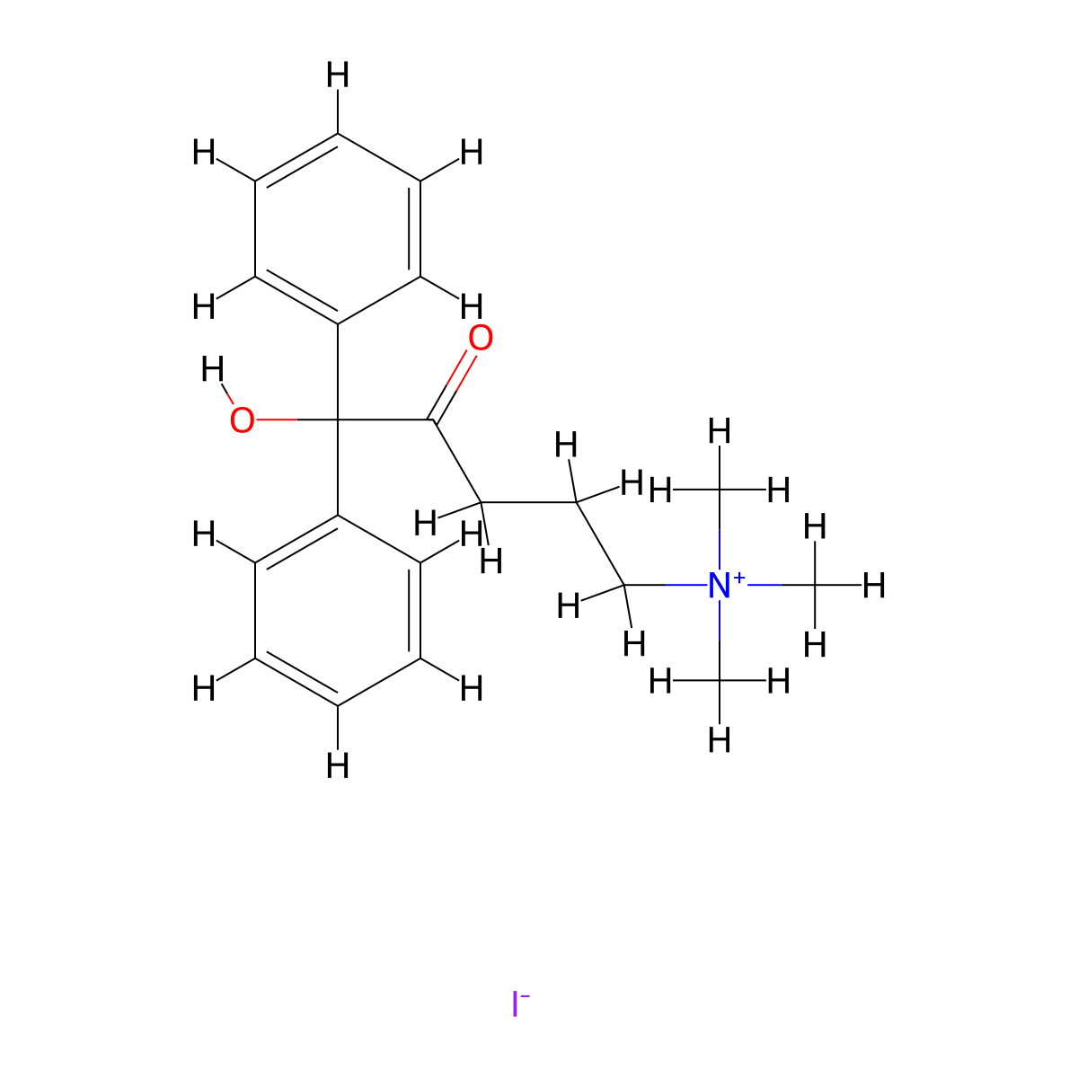 Ammonium, (5,5-diphenyl-5-hydroxy-4-oxopentyl)trimethyl-, iodide molecular structure, CAS 27842-35-9