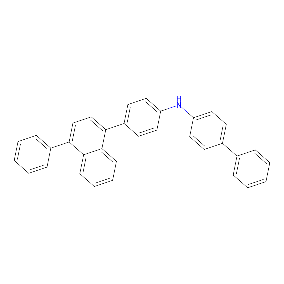 N-[4-(4-Phenyl-1-naphthalenyl)phenyl][1,1'-biphenyl]-4-amine molecular structure, CAS 2784692-88-0
