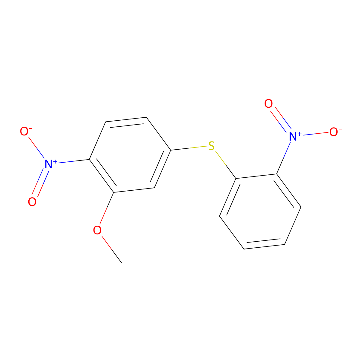 2-Methoxy-1-nitro-4-(2-nitrophenylthio)benzene molecular structure, CAS 27848-30-2