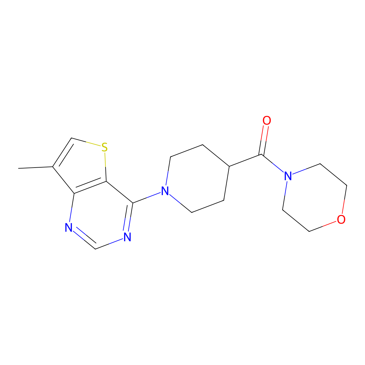 4-(1-{7-Methylthieno[3,2-d]pyrimidin-4-yl}piperidine-4-carbonyl)morpholine molecular structure, CAS 2784863-55-2