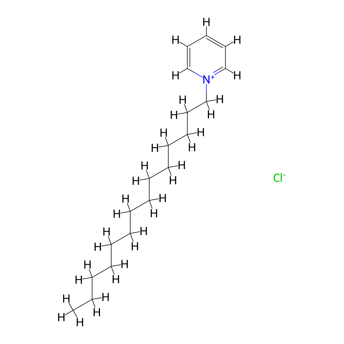 Myristylpyridinium chloride molecular structure, CAS 2785-54-8
