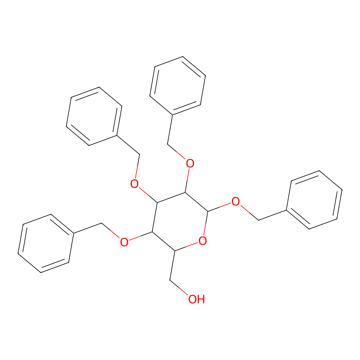 Benzyl 2,3,4-Tri-O-benzyl-beta-D-glucopyranoside molecular structure, CAS 27851-29-2
