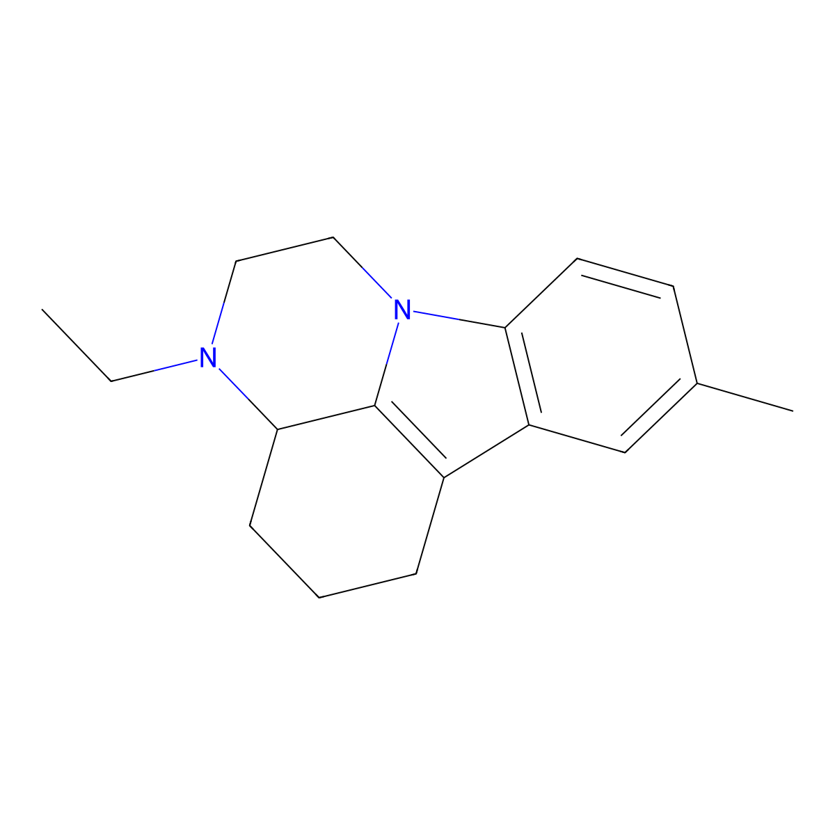 3-ethyl-8-methyl-2,3,3a,4,5,6-hexahydro-1H-pyrazino[3,2,1-jk]carbazole molecular structure, CAS 27853-13-0