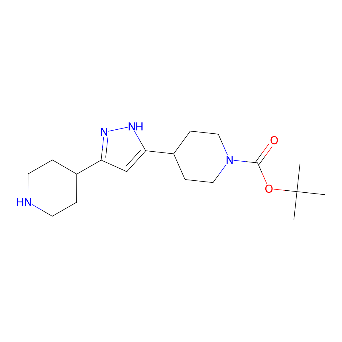 tert-butyl 4-[5-(piperidin-4-yl)-1H-pyrazol-3-yl]piperidine-1-carboxylate molecular structure, CAS 2785406-19-9