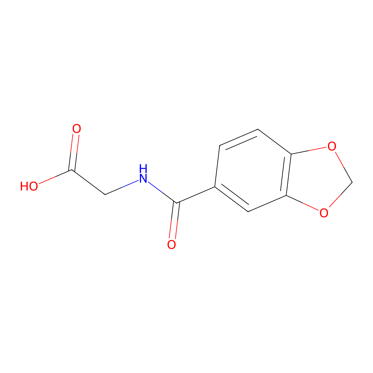 3,4-Methylenedioxyhippuric acid molecular structure, CAS 27855-25-0