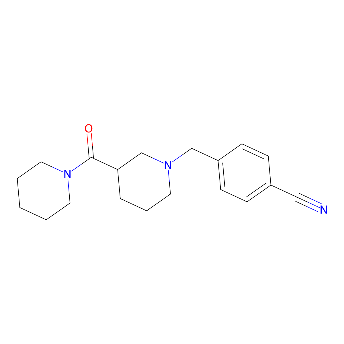 4-{[3-(Piperidine-1-carbonyl)piperidin-1-yl]methyl}benzonitrile molecular structure, CAS 2785509-93-3