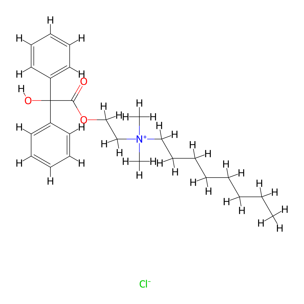 Ammonium, dimethyl(2-hydroxyethyl)octyl-, chloride, benzilate molecular structure, CAS 27856-04-8