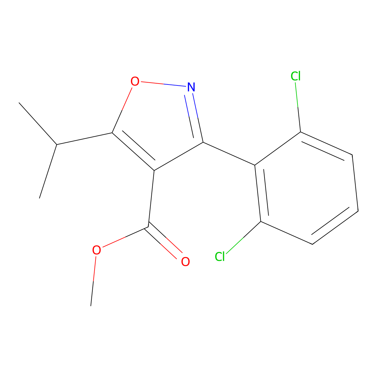 Methyl 3-(2,6-dichlorophenyl)-5-isopropylisoxazole-4-carboxylate molecular structure, CAS 278597-28-7