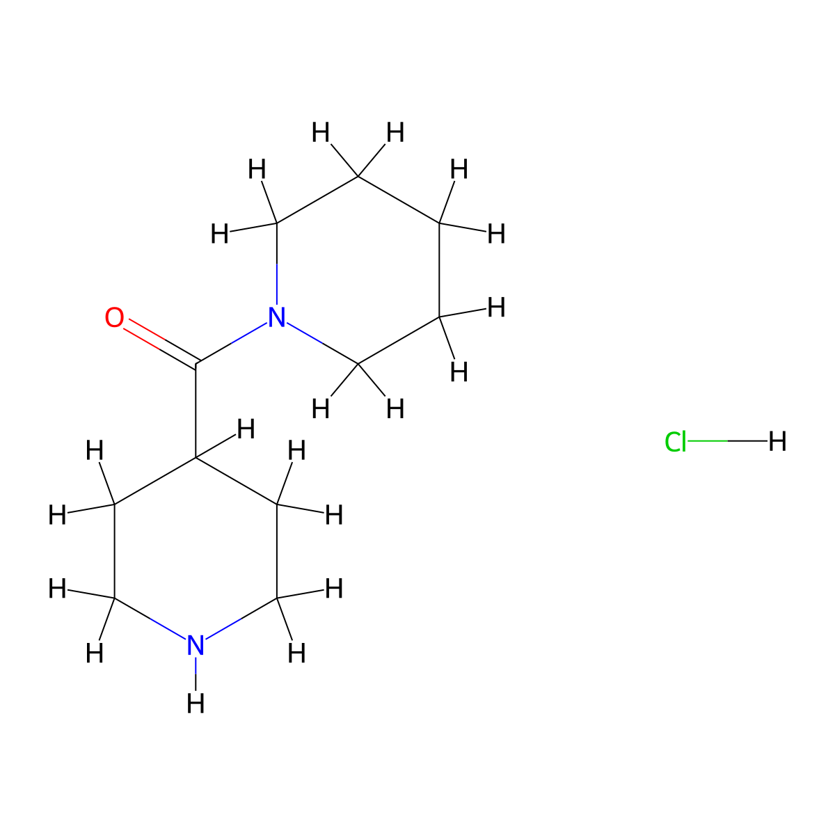 4-(Piperidine-1-carbonyl)piperidine hydrochloride molecular structure, CAS 278598-12-2