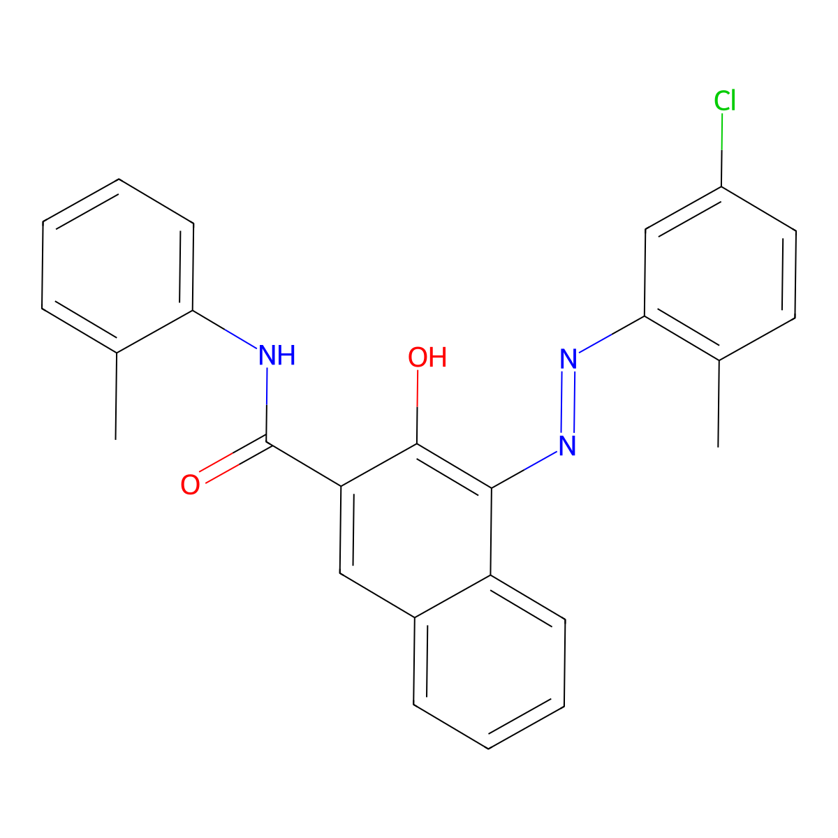 2-Naphthalenecarboxamide, 4-(2-(5-chloro-2-methylphenyl)diazenyl)-3-hydroxy-N-(2-methylphenyl)- molecular structure, CAS 2786-85-8