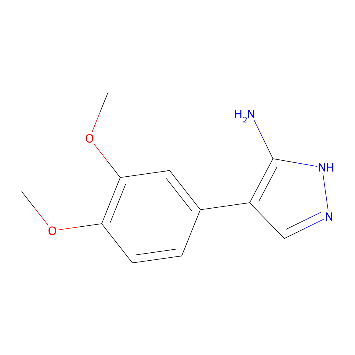 4-(3,4-dimethoxyphenyl)-1H-pyrazol-5-amine molecular structure, CAS 278600-50-3
